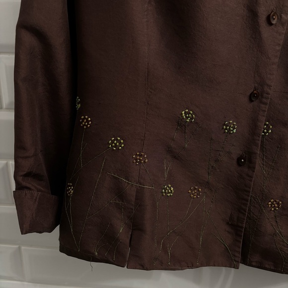 Vintage Ice Women’s Beaded 3/4 Sleeve Dress Shirt - Picture 4 of 6